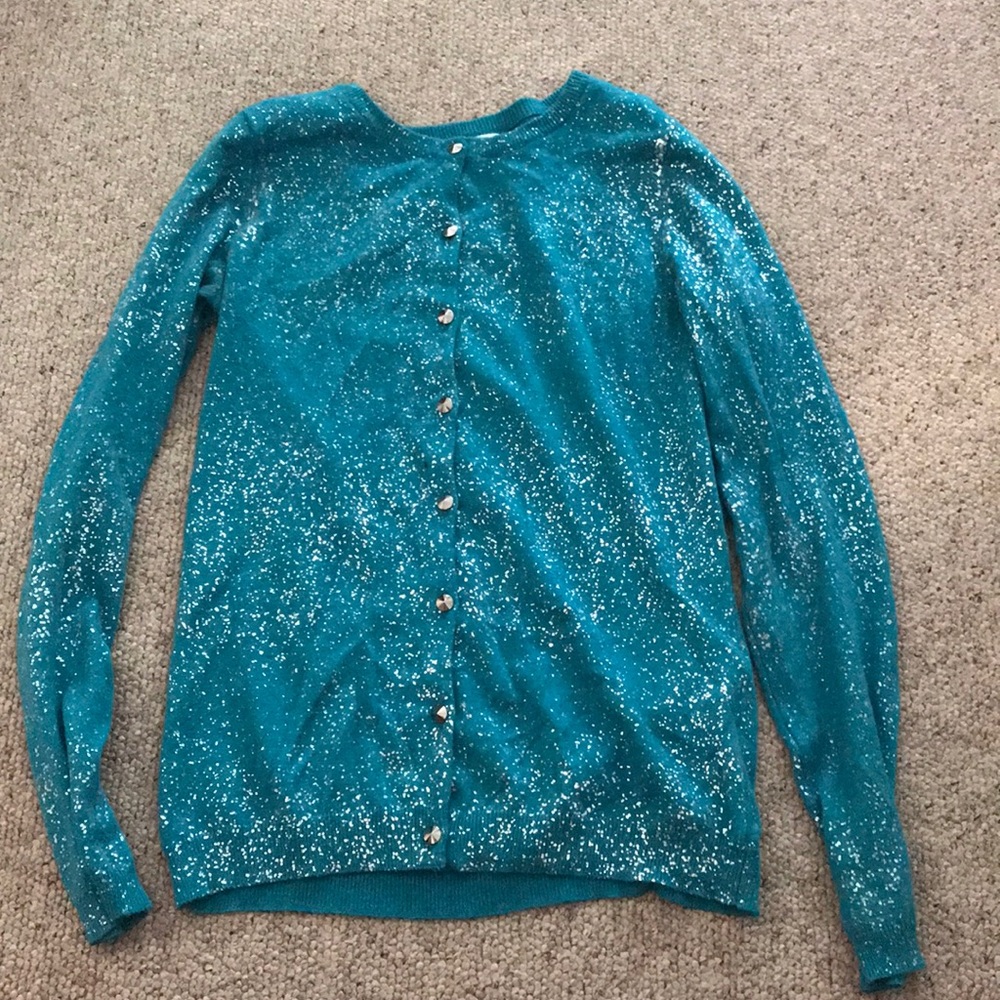 Calvin Klein Green and Silver splatter sweater S